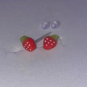 Tiny strawberry earrings